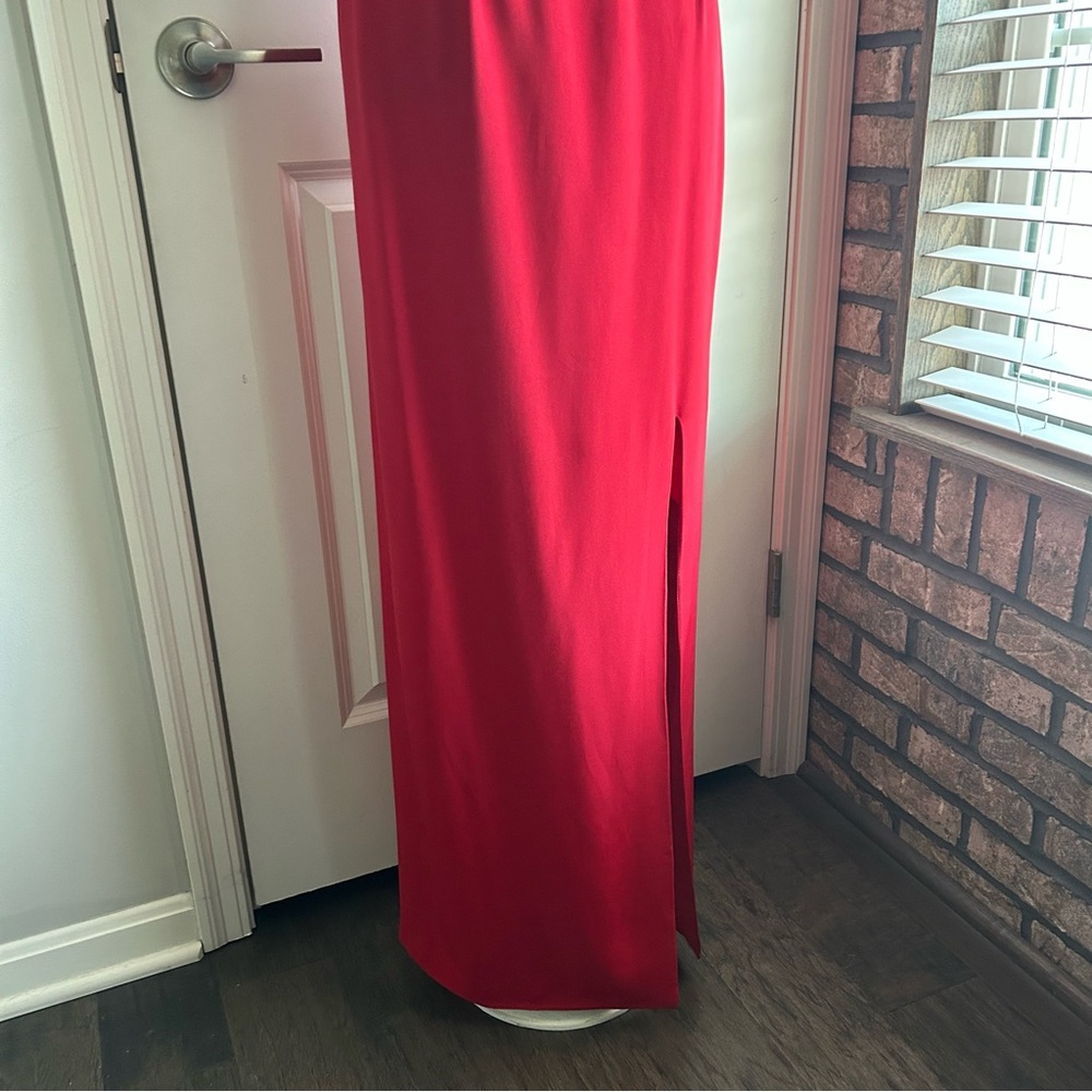 Vintage Red Floor Length Gown Spaghetti Straps 80s 90s - Picture 4 of 12